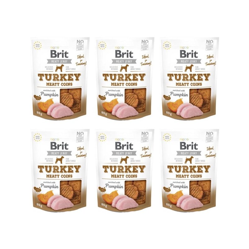Przysmak dla psa BRIT Jerky Turkey Meaty Coins Pumpkin 6 x 80 g