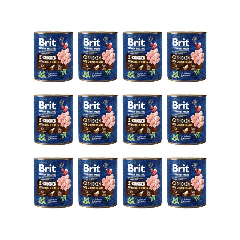 Karma dla psa BRIT Premium by Nature Kurczak z sercami 12 x 800 g