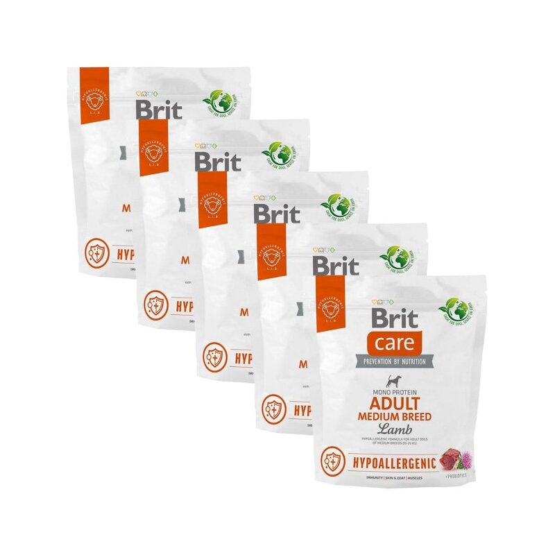 Karma dla psa BRIT Care Hypoallergenic Medium Jagnięcina z ryżem 5 x 1 kg
