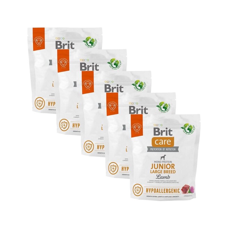 Karma dla psa BRIT Care Hypoallergenic Junior Jagnięcina z ryżem 5 x 1 kg