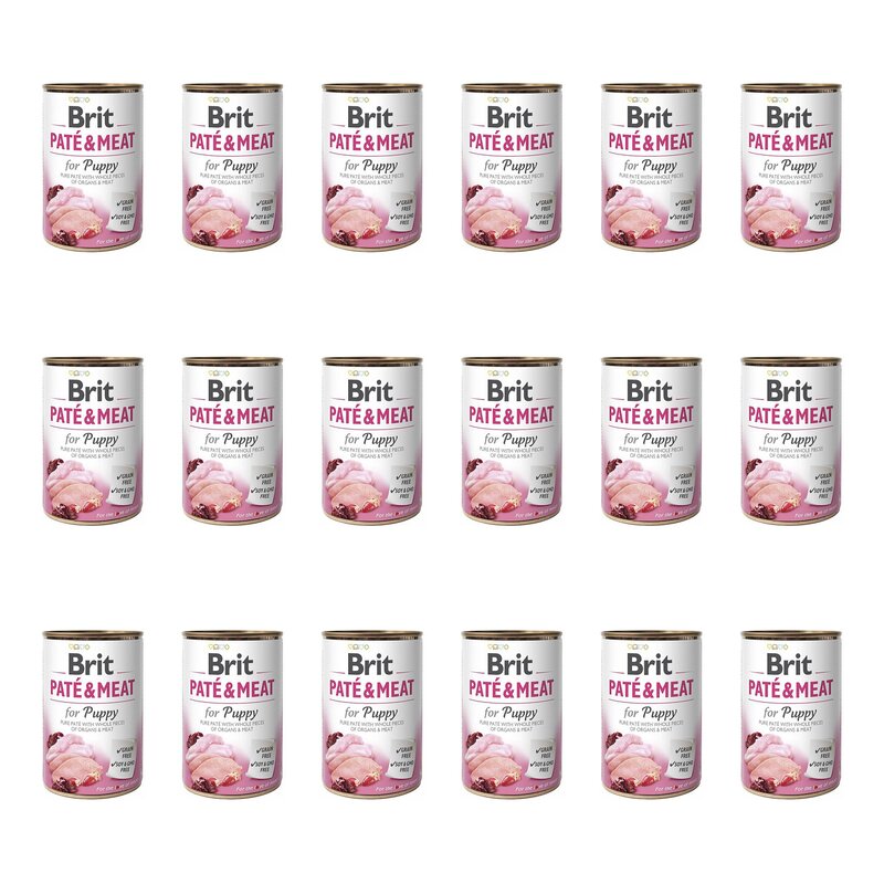 Karma dla psa BRIT Paté & Meat Puppy Kurczak z indykiem 18 x 800 g
