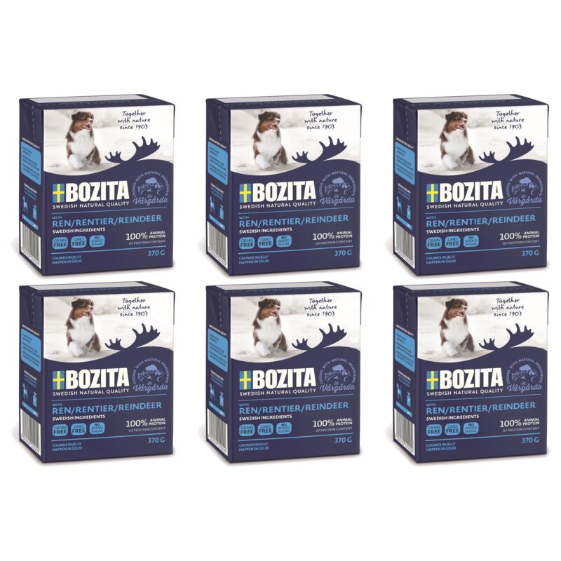 Karma dla psa BOZITA Mięsne kawałki z reniferem w galaretce 6 x 370 g