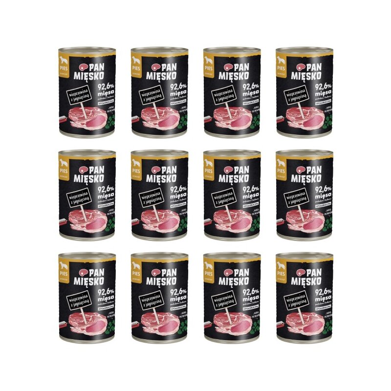 Karma dla psa PAN MIĘSKO Wieprzowina z jagnięciną 12 x 400 g