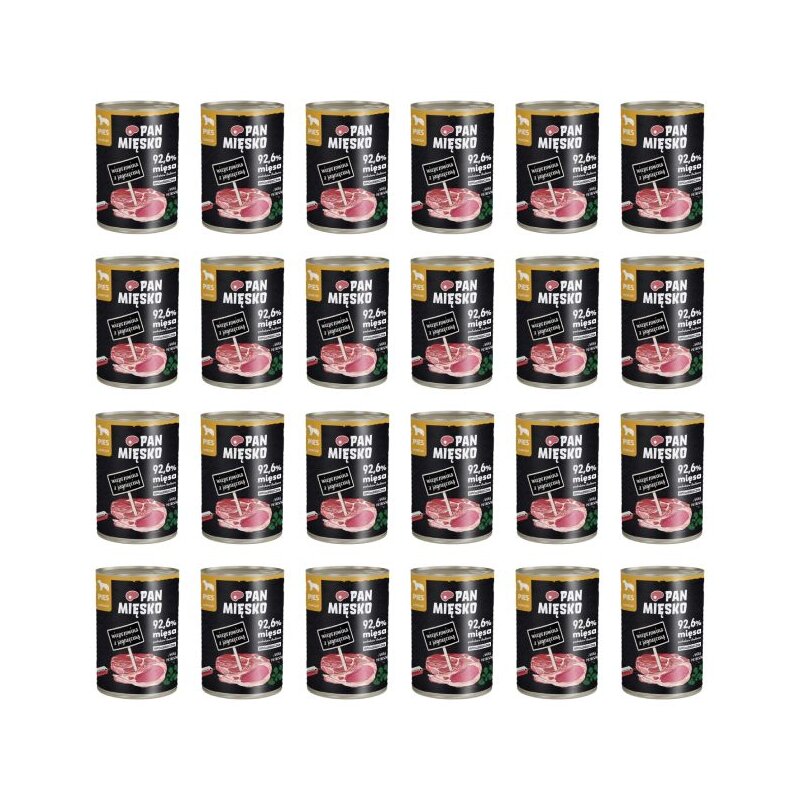 Karma dla psa PAN MIĘSKO Wieprzowina z jagnięciną 24 x 400 g