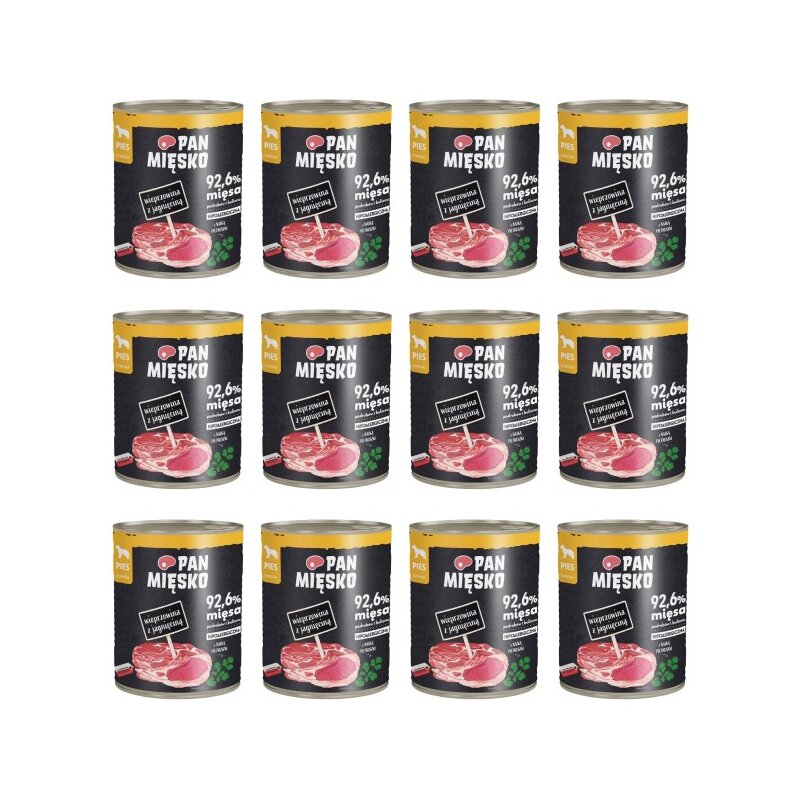 Karma dla psa PAN MIĘSKO Wieprzowina z jagnięciną 12 x 800 g