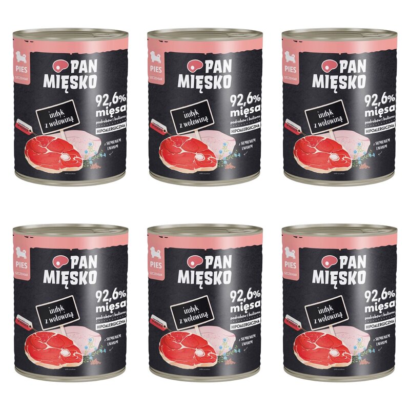 Karma dla psa PAN MIĘSKO Indyk z wołowiną 6 x 800 g
