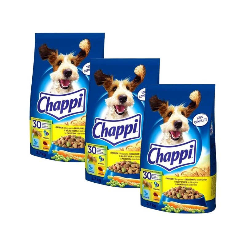 Karma dla psa CHAPPI Drób z warzywami 3 x 2.7 kg