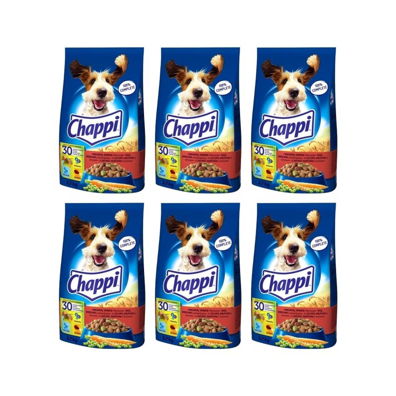 Karma dla psa CHAPPI Wołowina z drobiem i warzywami 6 x 2.7 kg