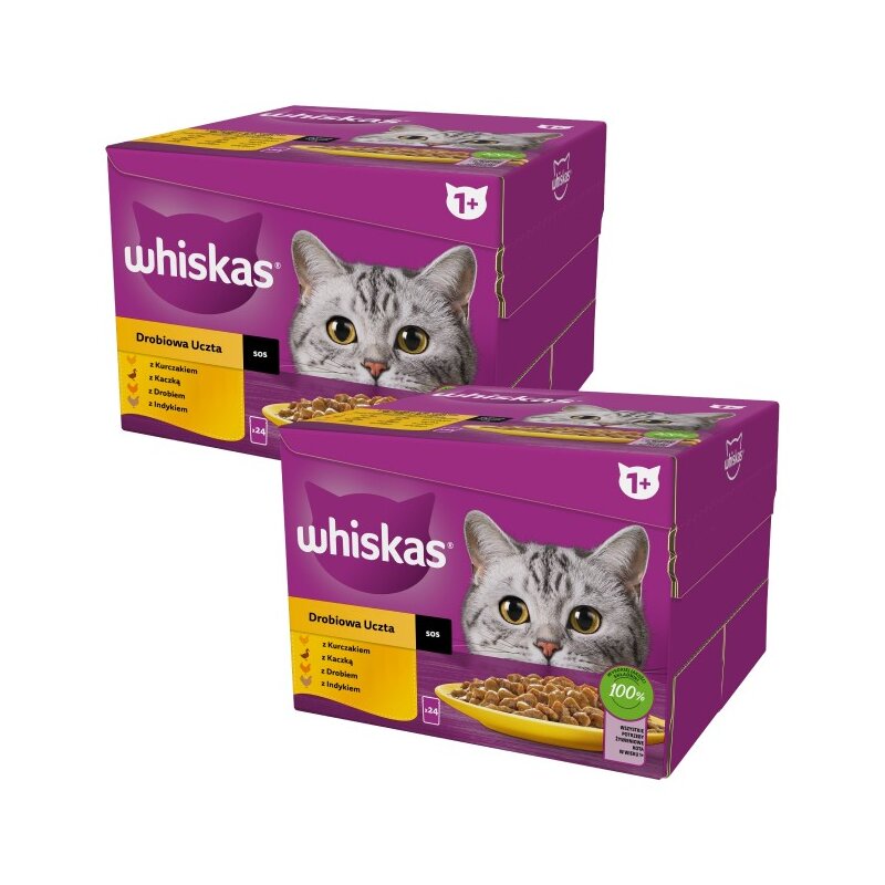 Karma dla kota WHISKAS Drobiowa Uczta Mix Smaków (48 x 85 g)