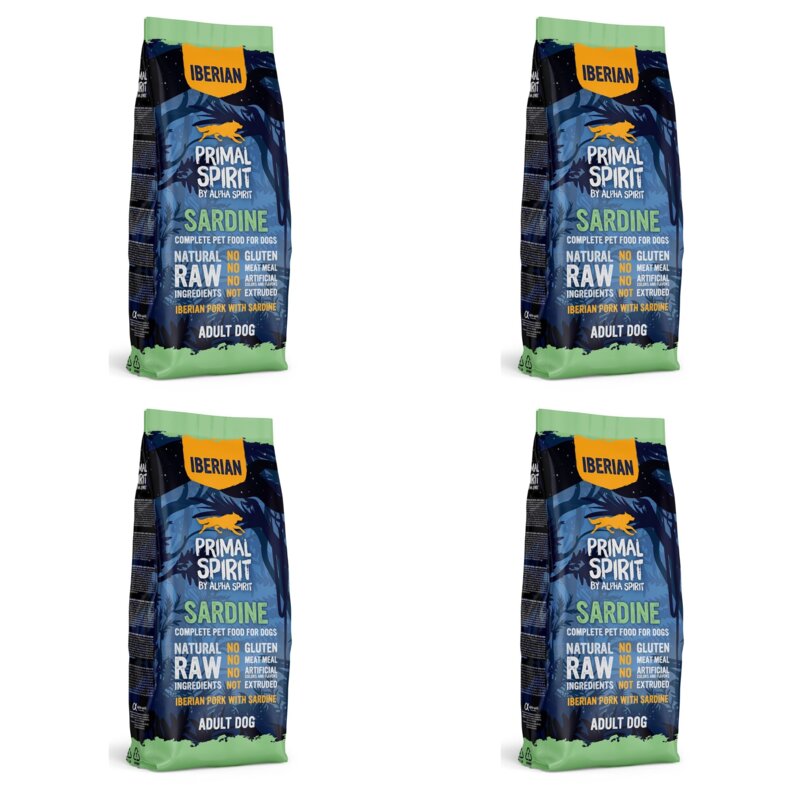 Karma dla psa półwilgotna PRIMAL SPIRIT Iberian Sardine Wieprzowina i sardynki 4 x 12 kg