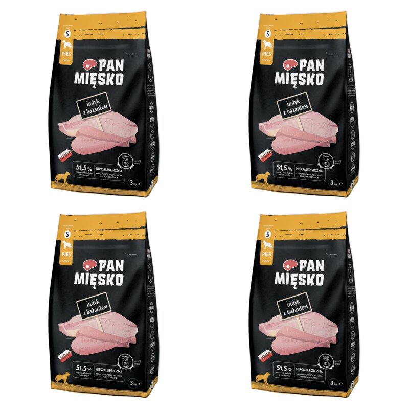 Karma dla psa PAN MIĘSKO Indyk z bażantem S 4 x 3 kg