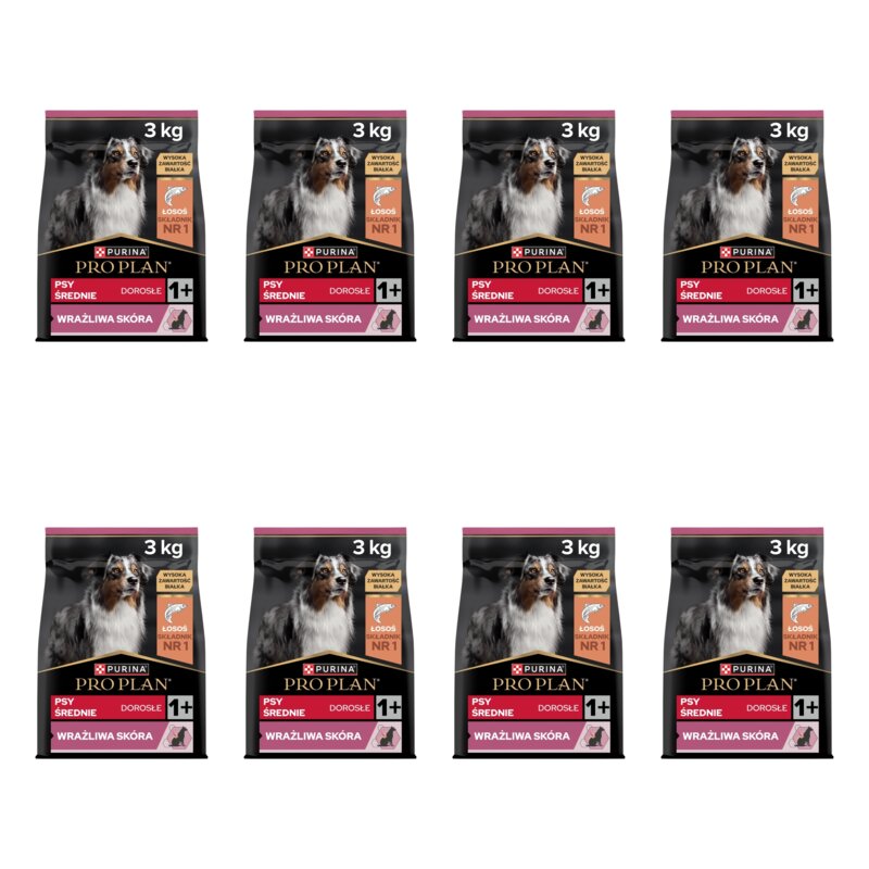 Karma dla psa PURINA Pro Plan Medium Łosoś 8 x 3 kg