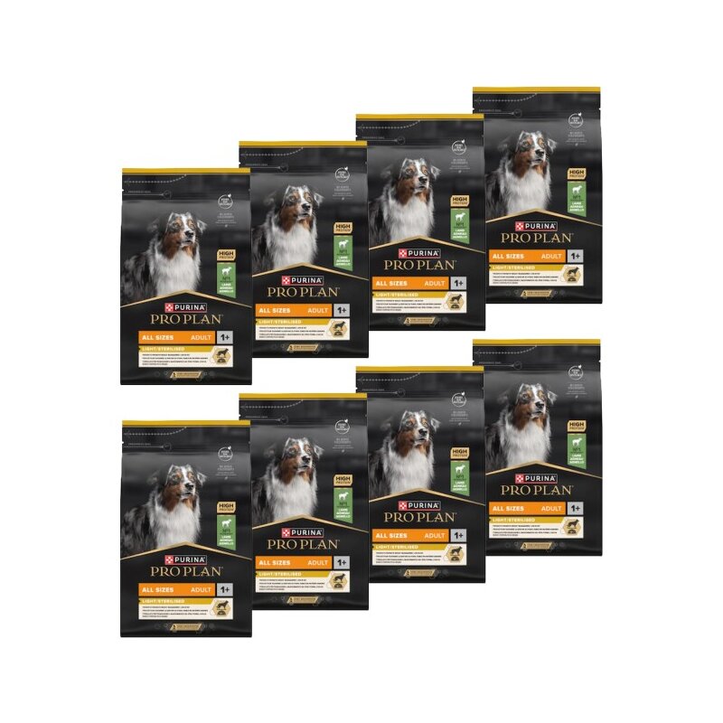 Karma dla psa PURINA Pro Plan All Size Adult Light Sterilised z Jagnięciną 8 x 3 kg