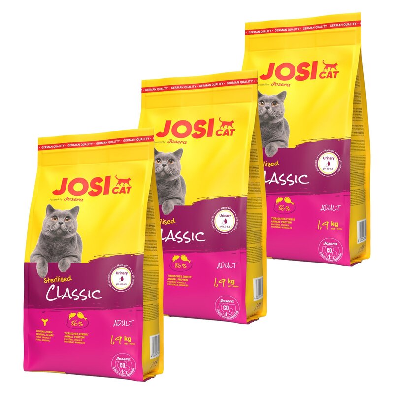 Karma dla kota JOSICAT Sterilised Classic Drób 3 x 1.9 kg