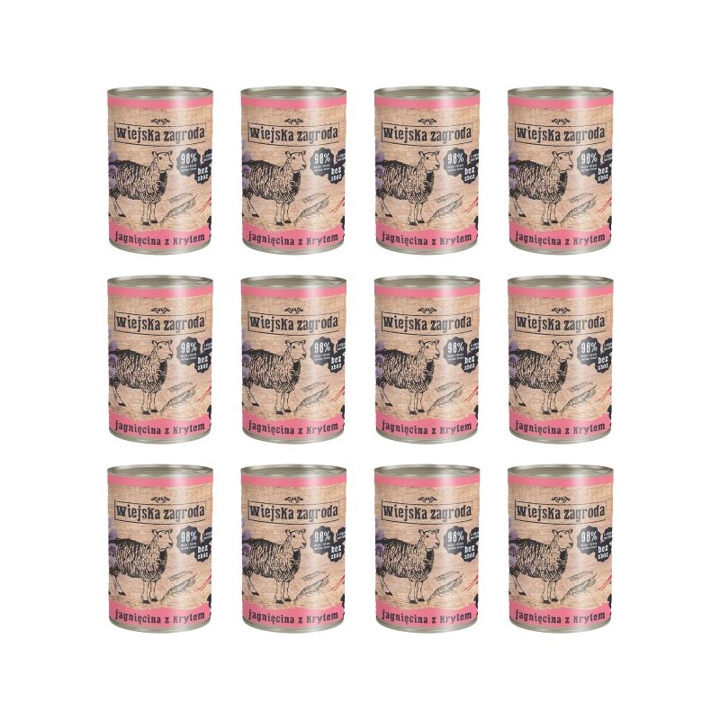 Karma dla kota WIEJSKA ZAGRODA Jagnięcina z krylem 12 x 400 g