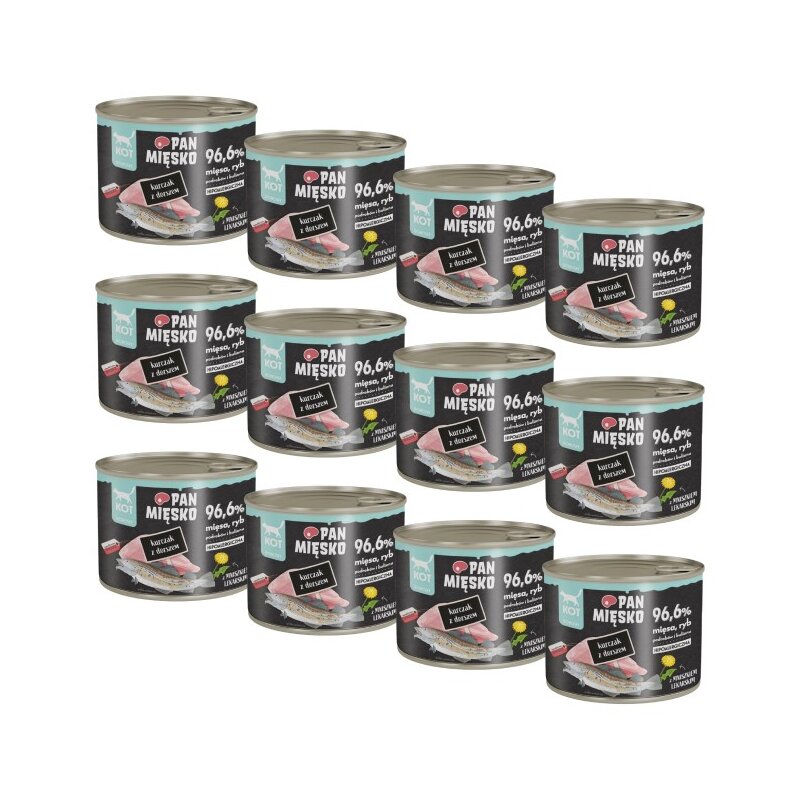 Karma dla kota PAN MIĘSKO Kurczak z Dorszem 12 x 200 g