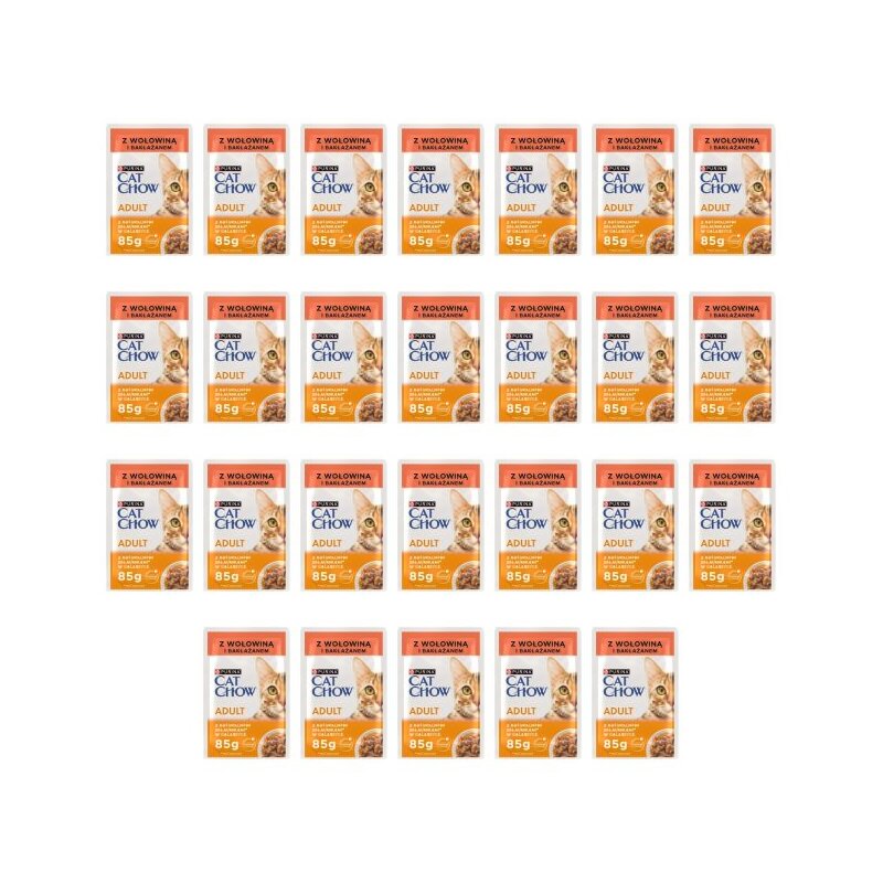 Karma dla kota CAT CHOW Adult Wołowina i bakłażan w galaretce 26 x 85 g