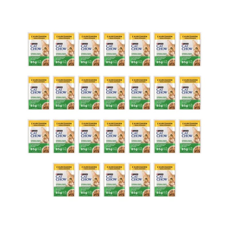 Karma dla kota CAT CHOW Sterilised z Kurczakiem i bakłażanem w sosie 26 x 85 g