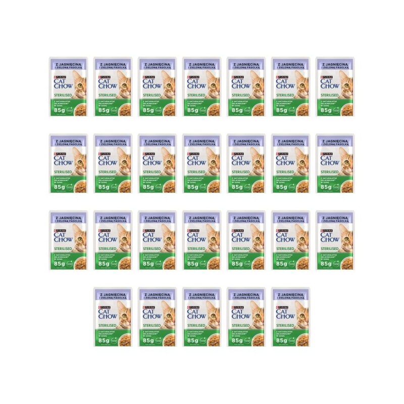 Karma dla kota CAT CHOW Sterilised z jagnięciną i zieloną fasolką w sosie 26 x 85 g