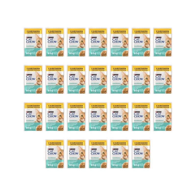 Karma dla kota CAT CHOW Hairball z kurczakiem i zieloną fasolką w sosie 26 x 85 g