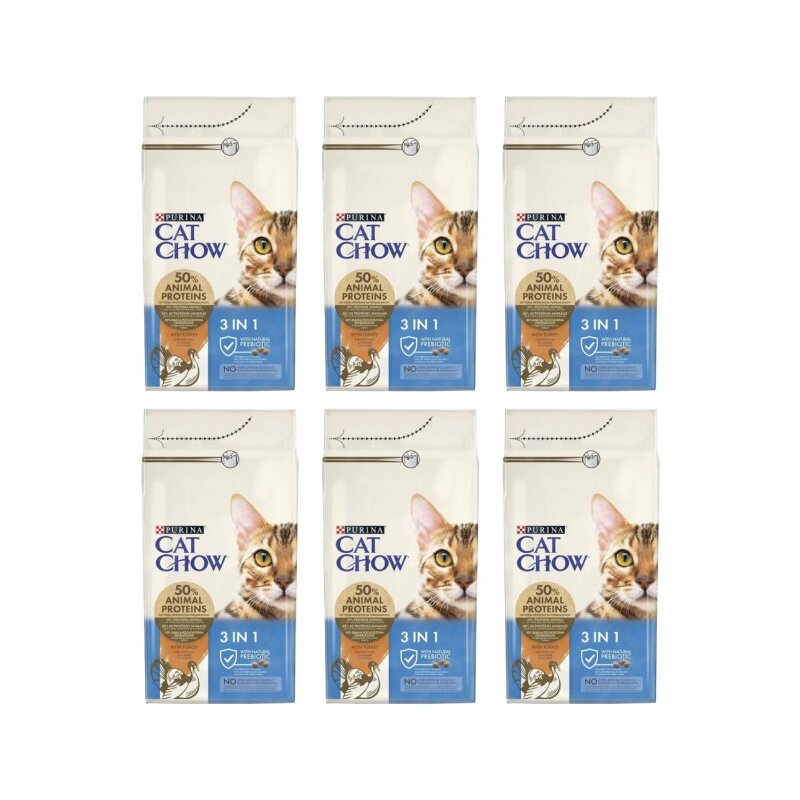 Karma dla kota CAT CHOW Specjal Care 3 w 1 z indykiem 6 x 1.5 kg