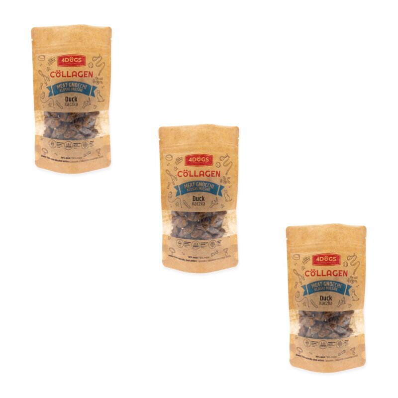 Przysmak dla psa 4DOGS Kluski Mięsne z Kaczką i Proszkiem z Poroża 3 x 100 g