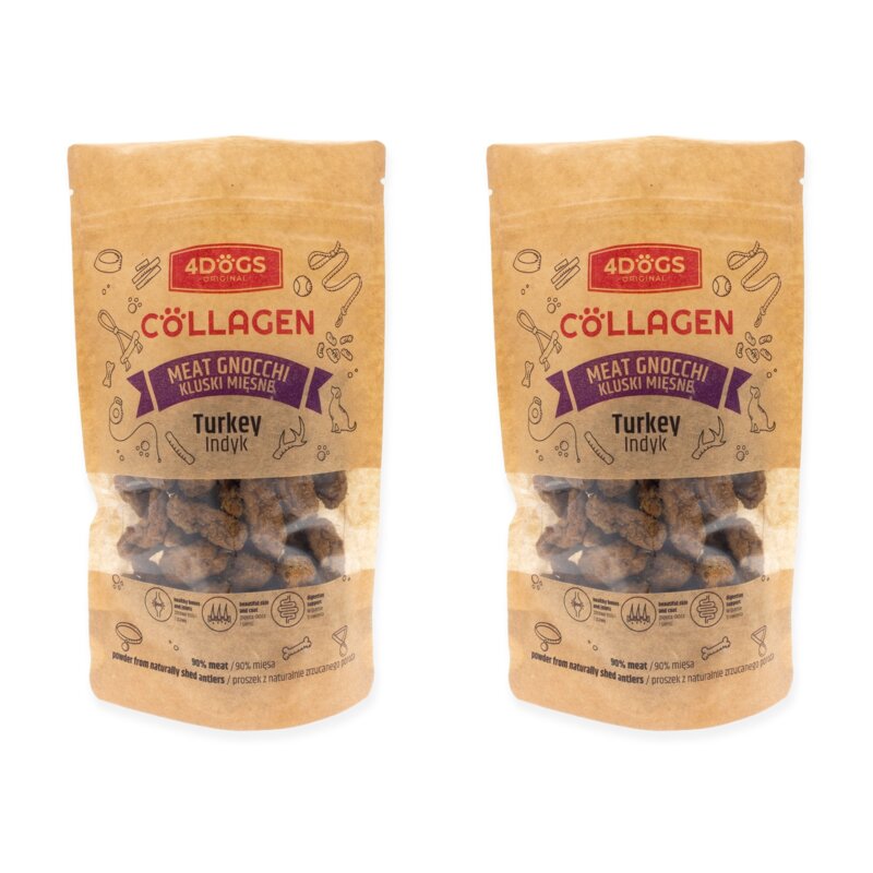 Przysmak dla psa 4DOGS Kluski Mięsne z Indykiem i Proszkiem z Poroża 2 x 100 g