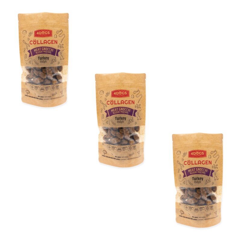 Przysmak dla psa 4DOGS Kluski Mięsne z Indykiem i Proszkiem z Poroża 3 x 100 g