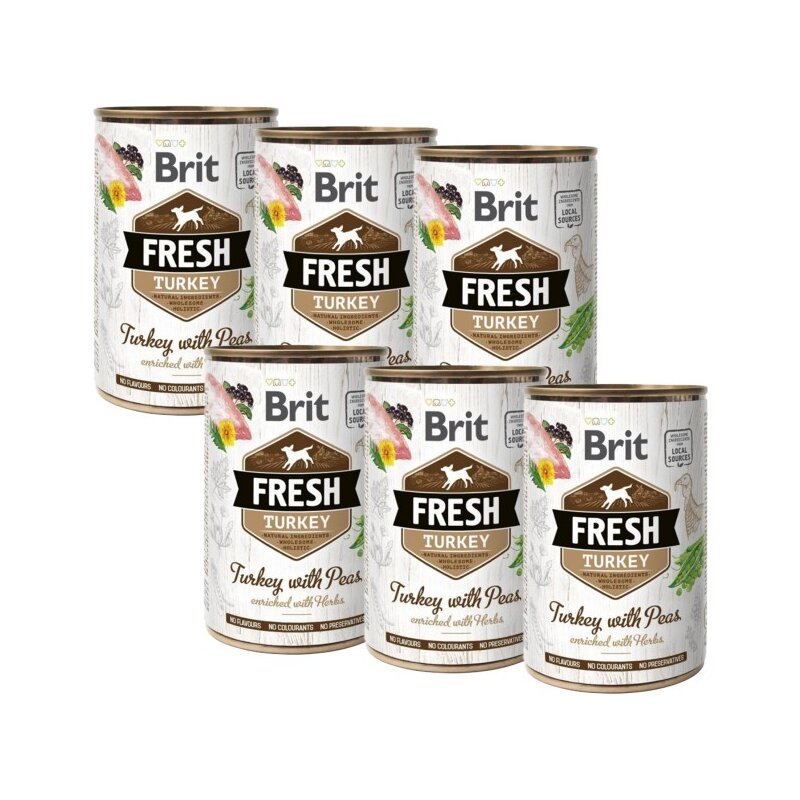 Karma dla psa BRIT Fresh Indyk z groszkiem 6 x 400 g