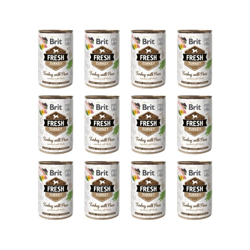 Karma dla psa BRIT Fresh Indyk z groszkiem 12 x 400 g