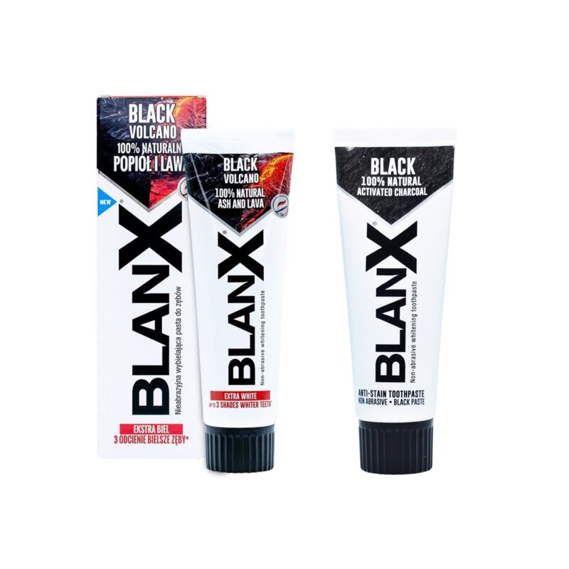 Pasta do zębów BLANX Black Volcano 75 ml + Pasta do zębów BLANX Black Carbone 75 ml