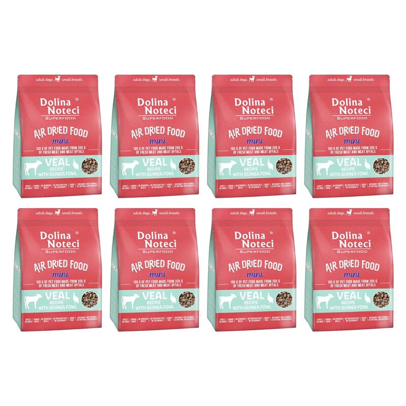 Karma dla psa suszona DOLINA NOTECI Superfood Mini Danie z cielęciny z perliczką 8 x 1 kg
