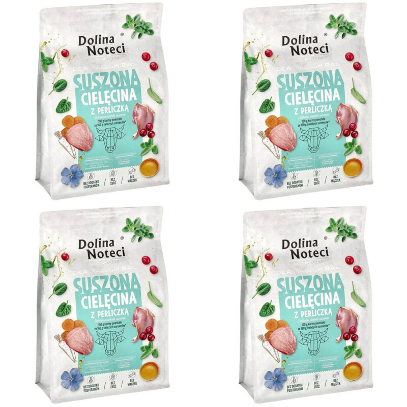 Karma dla psa suszona DOLINA NOTECI Premium dla małych ras z cielęciną i perliczką 4 x 3 kg