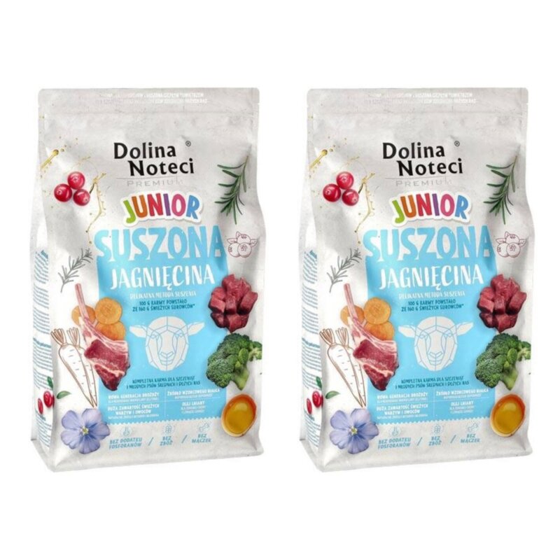 Karma dla psa suszona DOLINA NOTECI Premium Junior z jagnięciny 2 x 4 kg