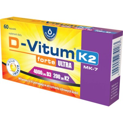 Kompleks witamin OLEOFARM D-Vitum K2 Forte Ultra 4000 j.m (60 kapsułek)