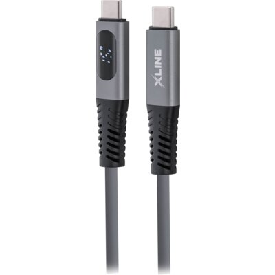 Kabel USB-C - USB-C XLINE z wyświetlaczem LCD 100W 1.5 m Szary