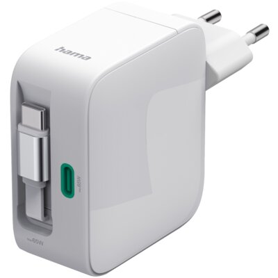 Ładowarka sieciowa HAMA 201957 GaN 65W Biały ładowarka do telefonu USB-C + zintegrowany kabel