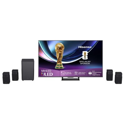 Telewizor HISENSE 75U78Q Pro 75" MINILED 4K 165Hz VRR VIDAA Dolby Vision Dolby Atmos HDMI 2.1 + Zestaw Kina Domowego HISENSE HT Saturn Czarny 4.1.2-kanałowy, HDMI eARC, Wi-Fi, Bluetooth, Funkcja kalibracji Room Fitting