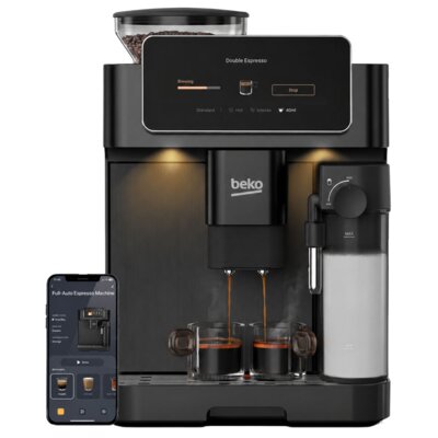 Ekspres BEKO CaffeExperto CEG8564B 50 programów ColdBrew Kawy mrożone 19 bar Stalowy młynek Zdalne sterowanie Czarny