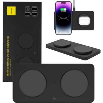 Ładowarka indukcyjna SPACECASE Wireless Charger MagCharge Dual WM3B 15W Czarny MagSafe