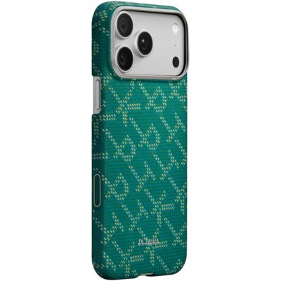 Etui PITAKA Ultra-Slim Monogram MagSafe do Apple iPhone 17 Pro Złoto-zielony