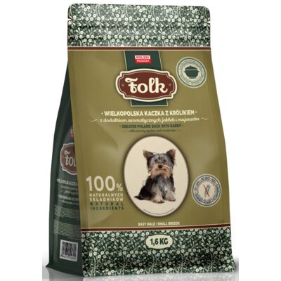Karma dla psa FOLK Mini Wielkopolska kaczka z królikiem, jabłkiem i majerankiem 1.6 kg