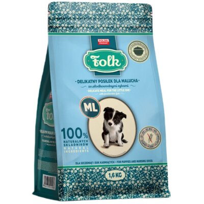 Karma dla psa FOLK Junior M/L Delikatny posiłek dla malucha ze słodkowodnymi rybami 1.6 kg