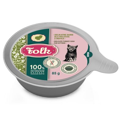 Karma dla kota FOLK Kitten Delikatne danie dla malucha z indyka szalka 85 g