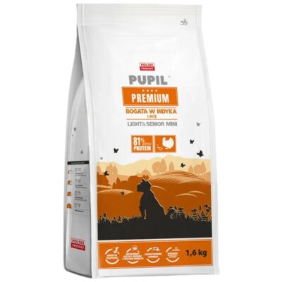 Karma dla psa PUPIL PREMIUM Light & Senior Mini Bogata w indyka i ryż 1.6 kg