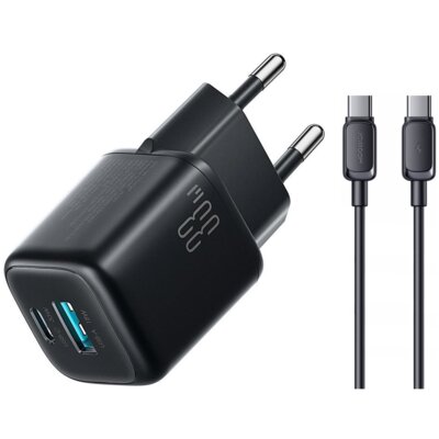 Ładowarka sieciowa JOYROOM JR-TG7 33W Czarny ładowarka do telefonu USB-C, USB-A + kabel