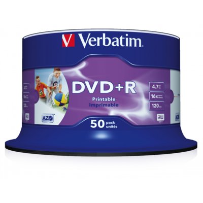 Płyta VERBATIM Printable DVD+R, 4.7 GB, 16x (50 szt.)