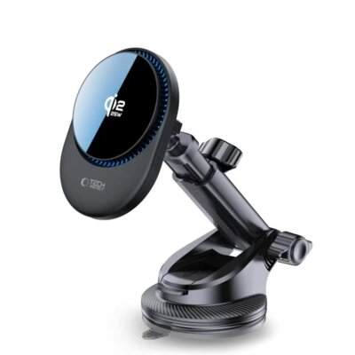 Uchwyt samochodowy TECH-PROTECT V21 MagSafe Dashboard & Vent Car Mount Wireless Charger 25W QI2.2 Czarny uchwyt samochodowy na szybę, kratkę nawiewu i deskę rozdzielczą