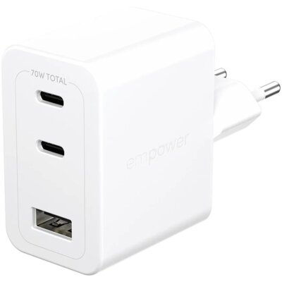 Ładowarka sieciowa PANZERGLASS Empower Turbo EM31479 70W GaN Srebrno-biały ładowarka sieciowa USB USB-C