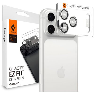 Nakładka na obiektyw SPIGEN Optik Pro XL Glas.tR EZ Fit do Apple iPhone 17 Pro Srebrny